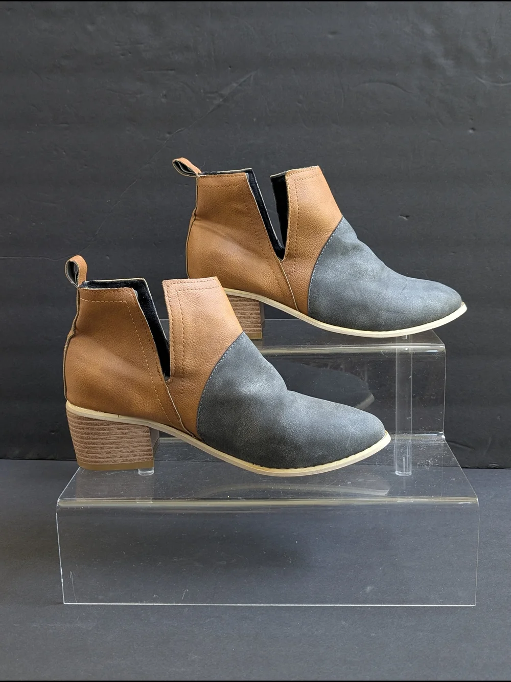 Women’s Two-Tone Grey and Brown Ankle Boots Size 38